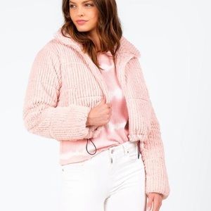 NWT Pink Faux Fur Cropped Jacket